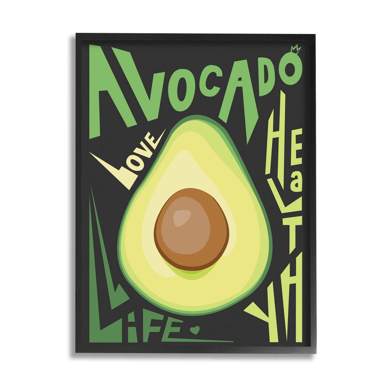 Stupell Industries Avocado Healthy Love Pop Wall Art in Black Frame
